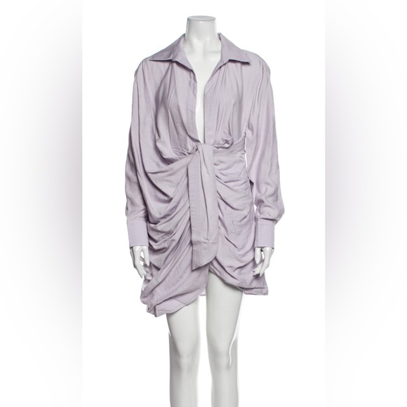 Jacquemus - Bahia Draped Twill Mini Wrap Dress in purple - Picture 5 of 11